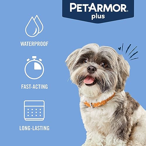 PetArmor Plus Flea and Tick Prevention for Dogs, Dog Flea and Tick Treatment, 3 Doses, Waterproof Topical, Fast Acting, Small Dogs (5-22 lbs)