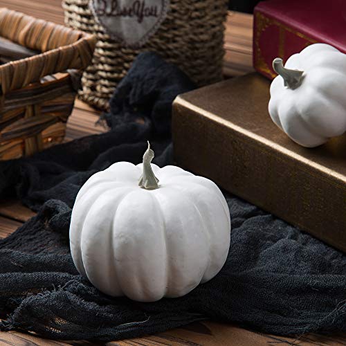 Ogrmar 12 Pack Artificial Assorted Pumpkins, Mini Fake Pumpkins Artificial Vegetables for Halloween,Harvest Thanksgiving Party Decor (White)