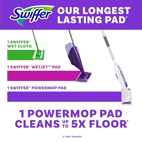 Swiffer PowerMop Multi-Surface Mop Kit for Floor Cleaning, Fresh Scent, Mopping Kit includes PowerMop, 2 Mopping Pad Refills, 1 Floor Cleaning Solution with Fresh Scent and 2 batteries