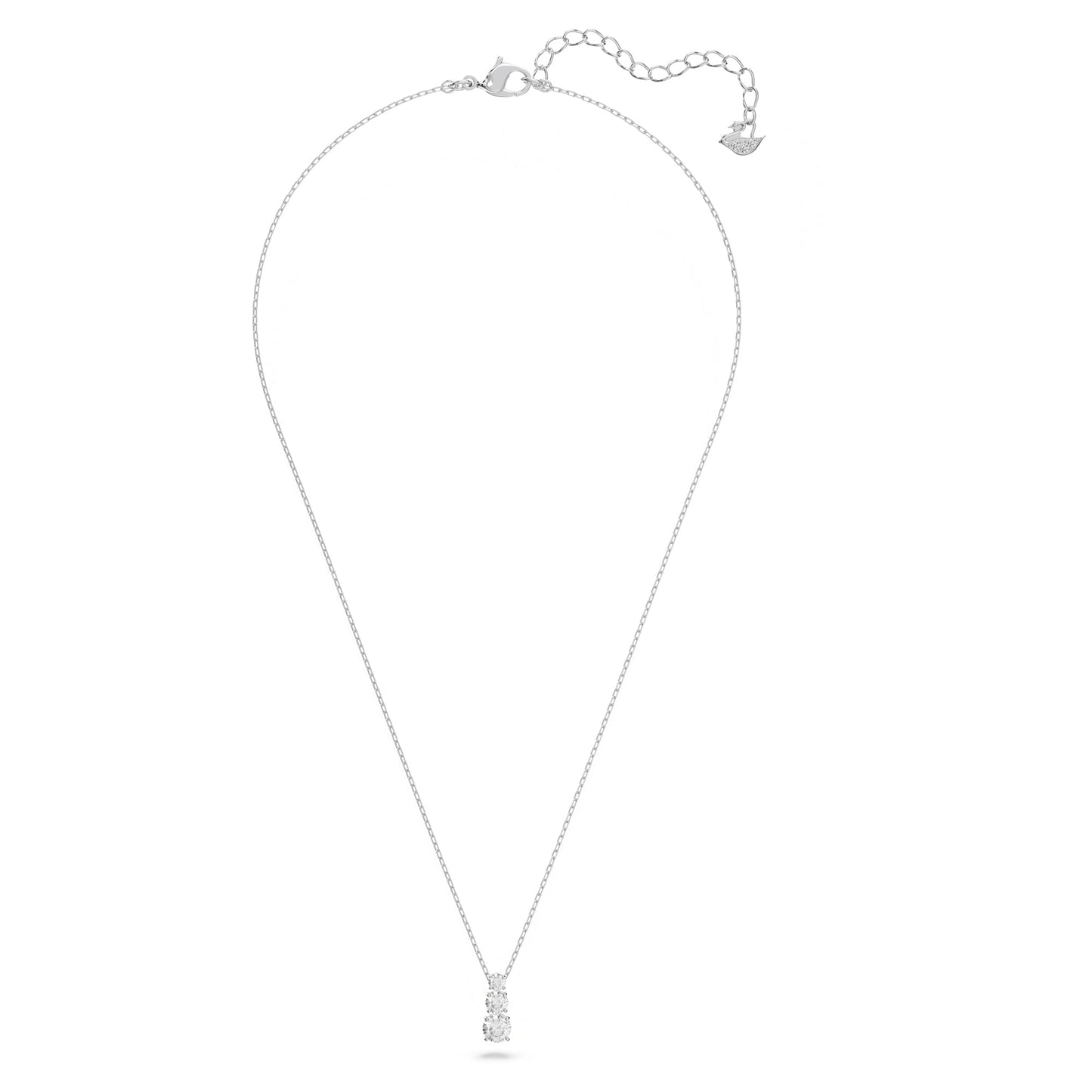 SWAROVSKI Stilla Attract Trilogy Round Pendant Necklace - Women's White Round Crystal Pendant with Rhodium Plated Chain