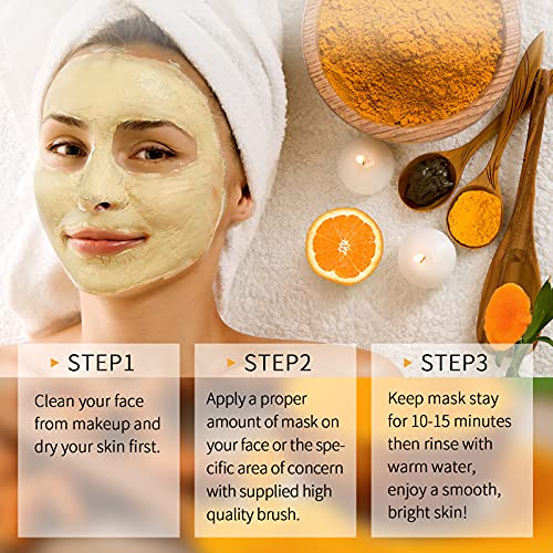 Vitamin C Face Mask with Kaolin Clay and Turmeric for Dark Spots, Dull Skin, Skincare Facial Mask for Controlling Oil and Refining Pores 5.29 Oz