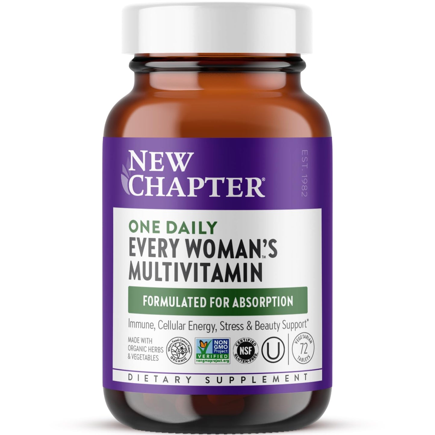 New Chapter Women's Multivitamin for Immune, Beauty + Energy Support with 20+ Nutrients -- Every Woman's One Daily, Gentle on the Stomach, 72 Count