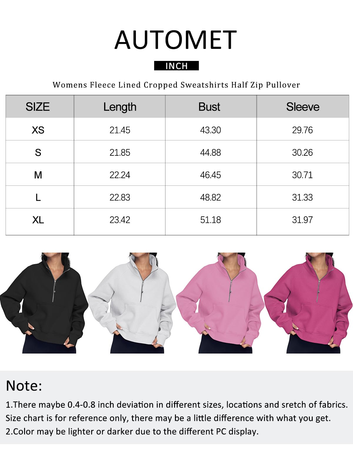 AUTOMET Fall Outfits For Women 2024 Half Zip Pullover Sweatshirts Cropped Quarter Zipper Oversized Hoodie Sweater Fashion Clothes Coffeegrey M