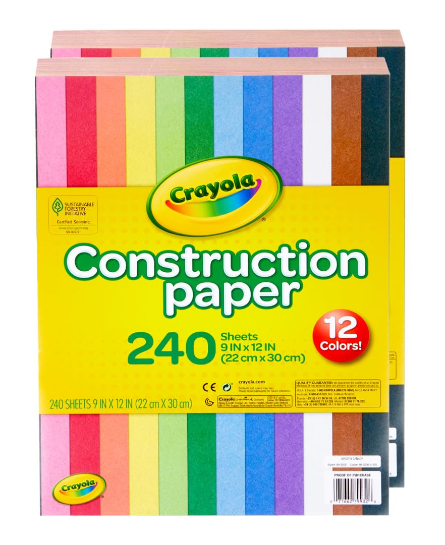 Crayola Construction Paper - 480ct (2pck), Bulk School Supplies For Kids, Classroom Supplies, Art Paper for Arts & Crafts