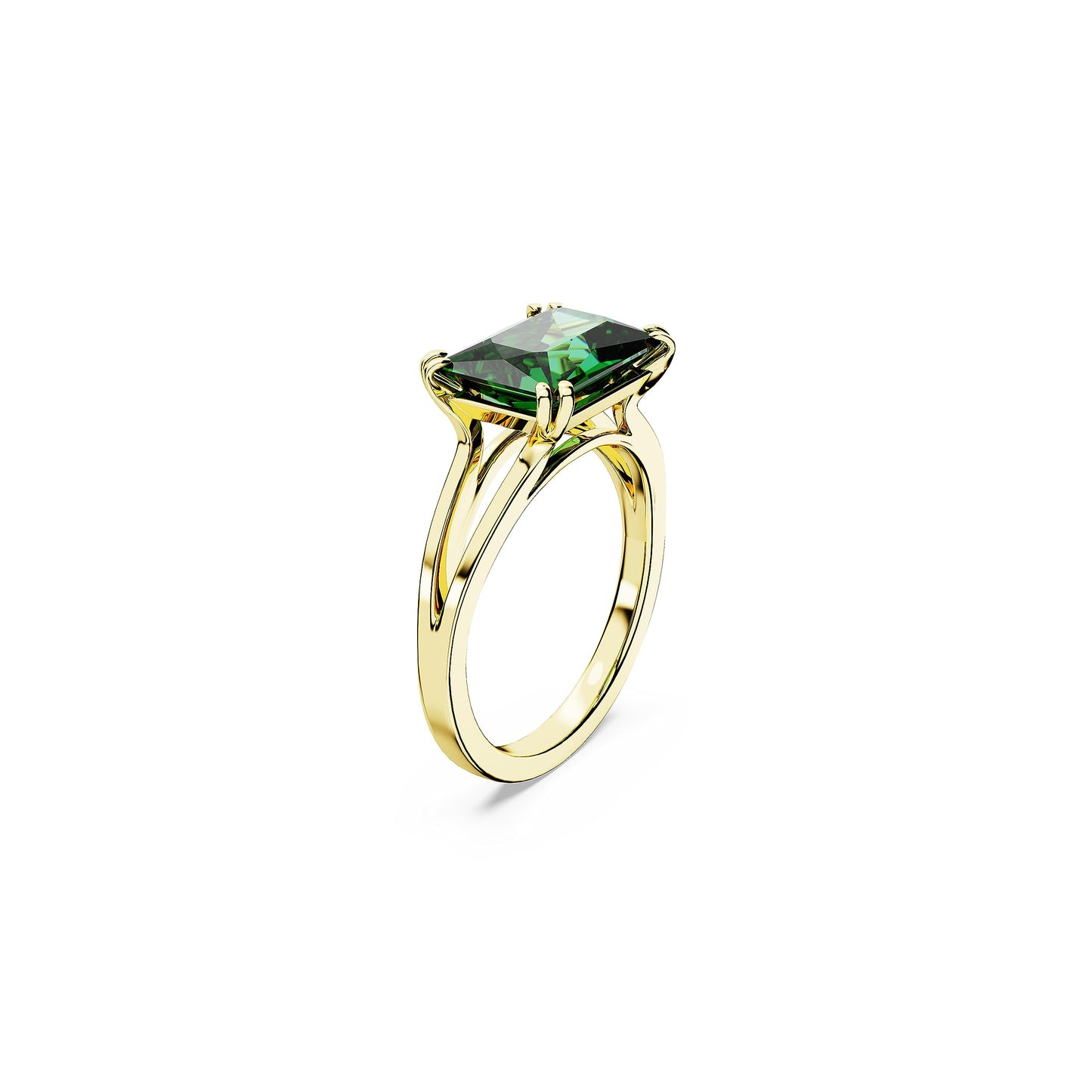 SWAROVSKI Stilla Cocktail Ring, Green Rectangular-Cut Stone in a Gold-Tone Finished Setting, Part of the Stilla Collection, Size 7