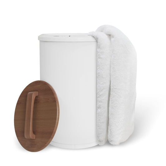 SAMEAT Large Towel Warmer for Bathroom - Heated Towel Warmers Bucket, Wooden Lid, Auto Shut Off, Fits Up to Two 40"X70" Oversized Towels, Best Ideals