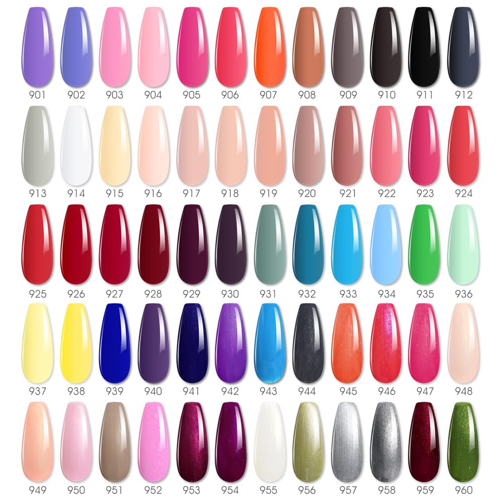 VENALISA VIP1 Set 62 PCS 7.5ml Gel Nail Polish Kit with Color Card Base Top coat,UV LED Soak Off Gel Polish Starter Manicure,Suitable to DIY at Home Nail Art Salon