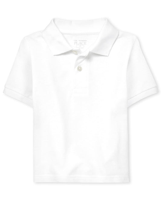 The Children's Place Baby Boys and Toddler Boys Short Sleeve Pique Polo, White, 4T