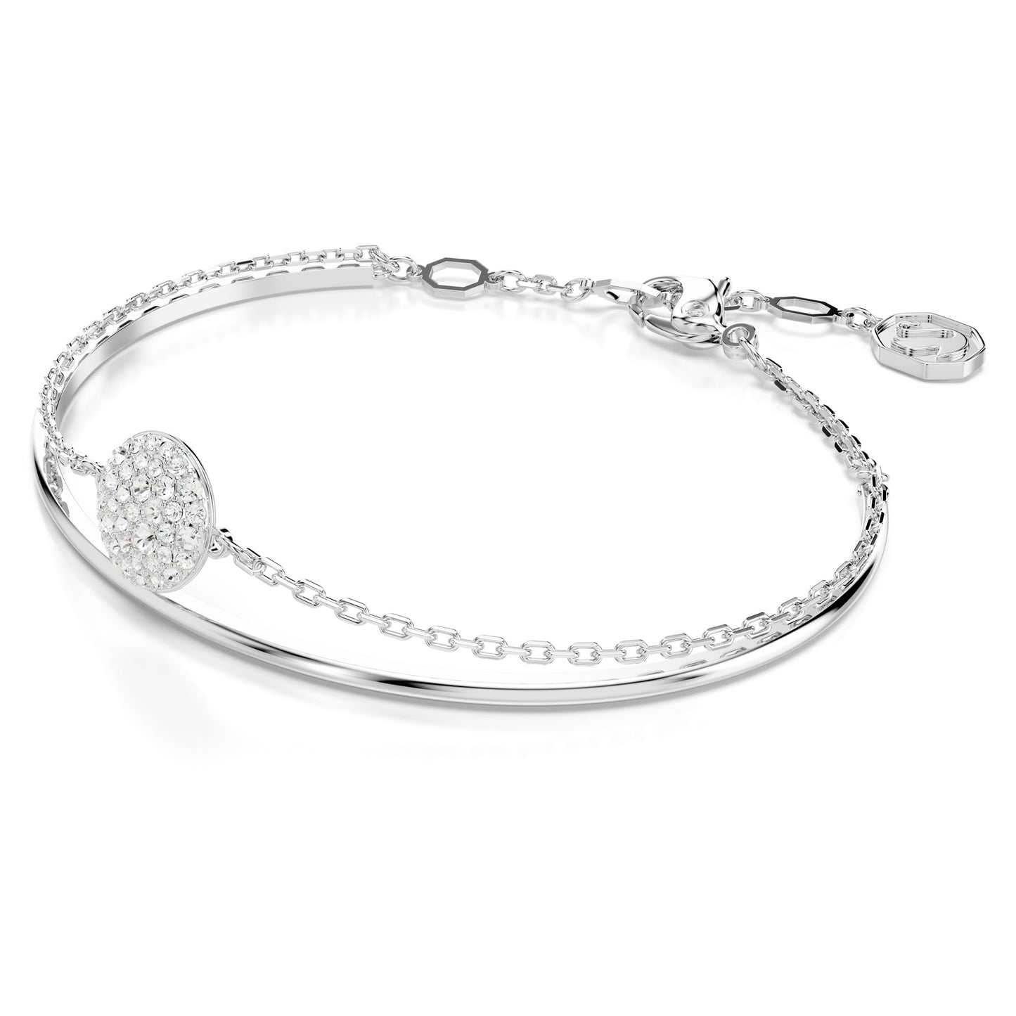 SWAROVSKI Sublima Bangle Bracelet, Meteor Motif with Snow Pavé of Clear Round Crystals in a Rhodium-Finished Setting, Part of the Sublima Collection