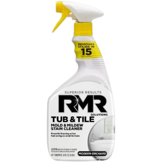 RMR - Tub and Tile Cleaner, Mold & Mildew Stain Remover, Industrial-Strength, No-Scrub Foam Cleaner, Modern Orchard Scent, 32 Fl Oz