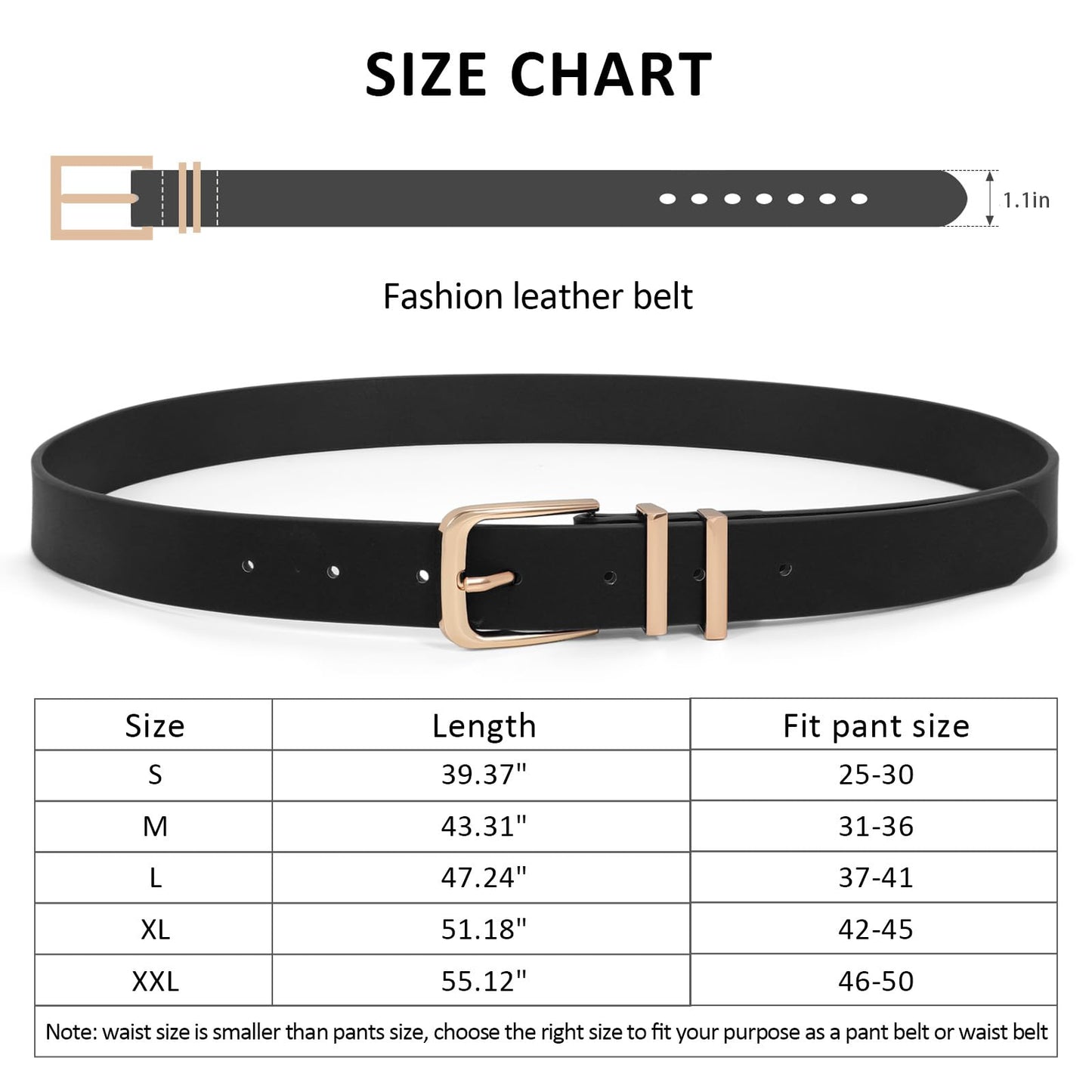 XZQTIVE 3 Pack Women Belts For Jeans Dresses Pants Ladies Leather Waist Belt with Gold Buckle