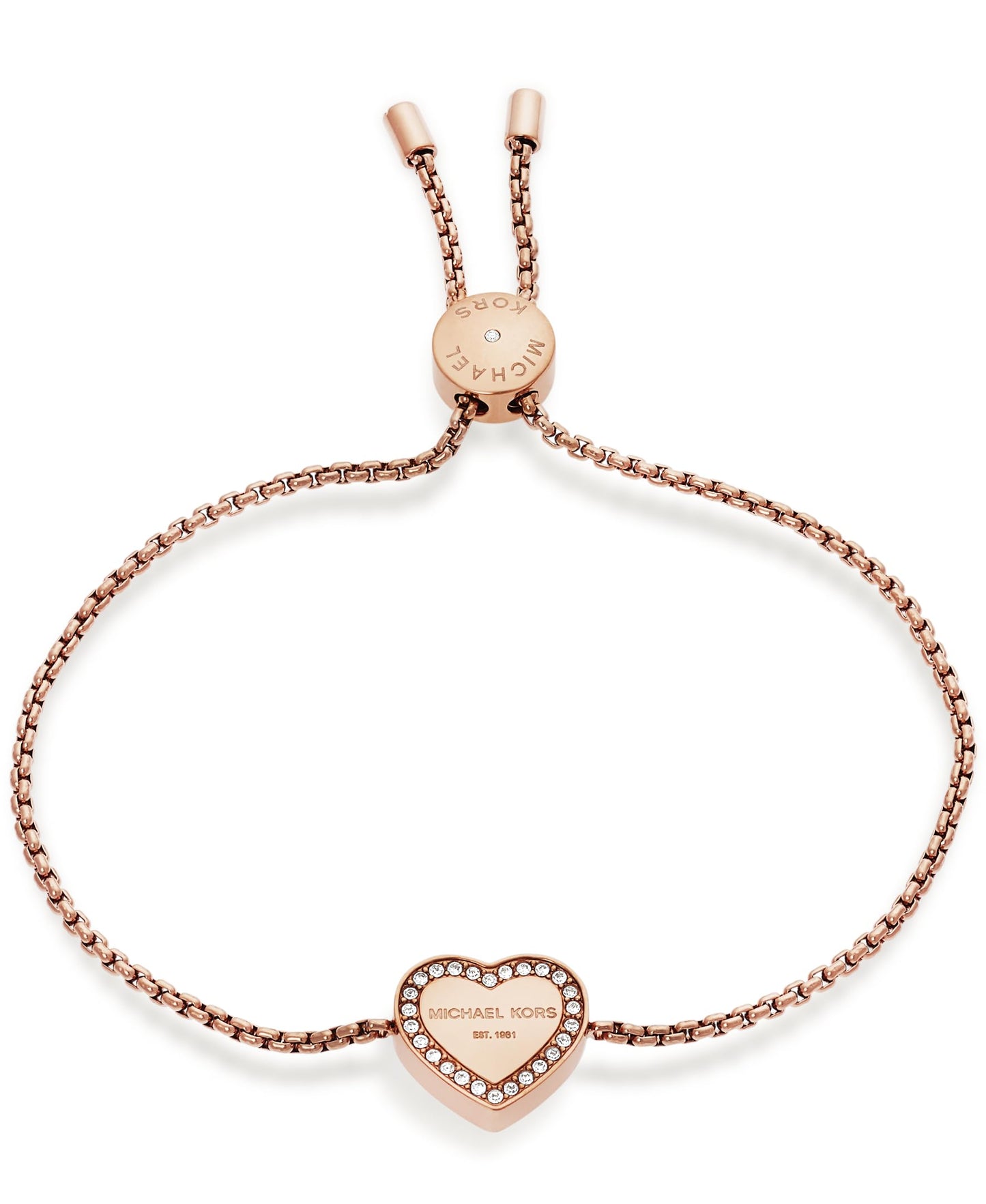 Michael Kors Stainless Steel and Pavé Crystal Heart Chain Bracelet for Women, Color: Rose Gold (Model: MKJ5391791)