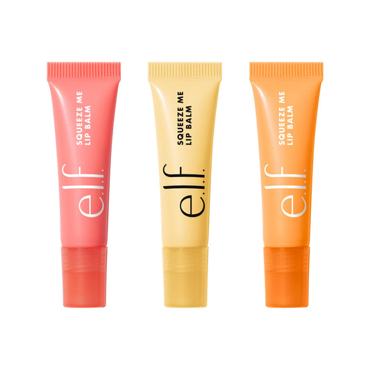 e.l.f. Squeeze Me Lip Balm Trio, Set of 3, Includes Strawberry, Vanilla Frosting & Peach