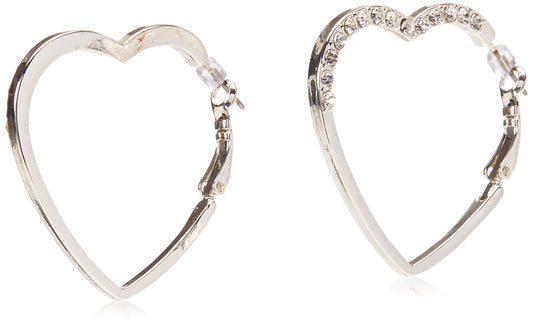 GUESS Silver-Tone Heart Hoop Earrings