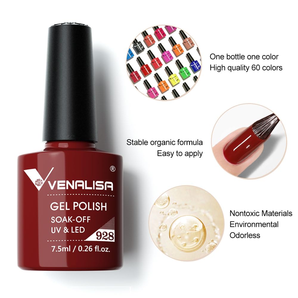 VENALISA VIP1 Set 62 PCS 7.5ml Gel Nail Polish Kit with Color Card Base Top coat,UV LED Soak Off Gel Polish Starter Manicure,Suitable to DIY at Home Nail Art Salon