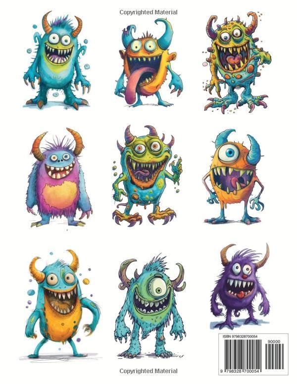 Monsters Coloring Book: Activity Fun for Fearless Little Ones, 50 Stunning Images for Brave Kids with Unleashed Fantasies Ages 4-8 (Halloween Books for Brave Kids and Fearless Children)