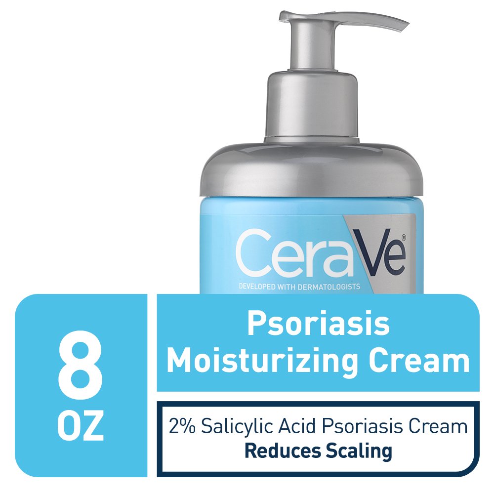 CeraVe Moisturizing Cream for Psoriasis Treatment | With Salicylic Acid for Dry Skin Itch Relief & Urea for Moisturizing | Fragrance Free & Allergy Tested | 8 Oz