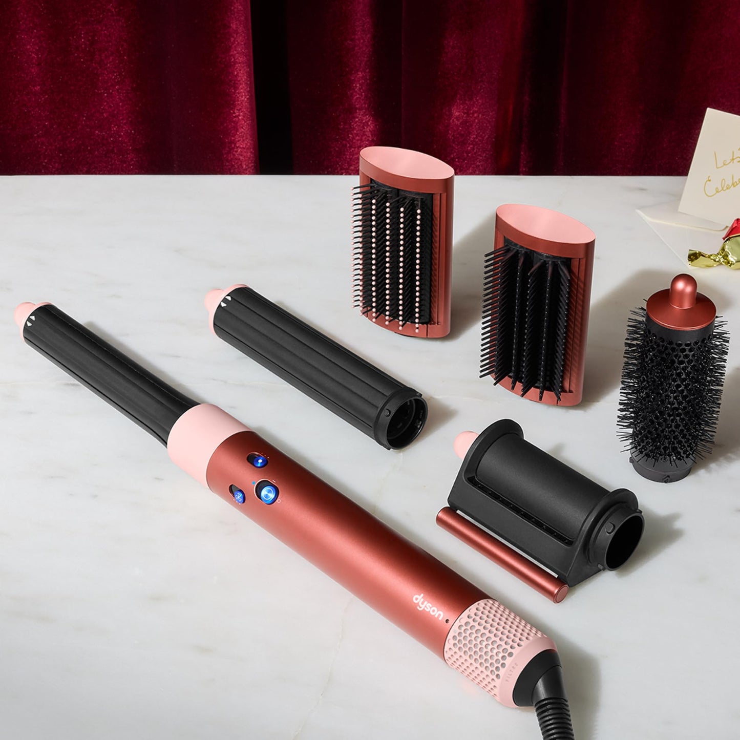 Dyson Special edition Airwrap™ Complete long multi-styler in Strawberry bronze and blush pink with Detangling comb