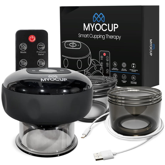 MyoCup Smart Cupping Kit for Massage Therapy: Deep Tissue Massager, Red Light Therapy for Pain Relief, Muscle Knot Remover, Remove Cellulite, Improve Circulation, Portable Cupping Machine