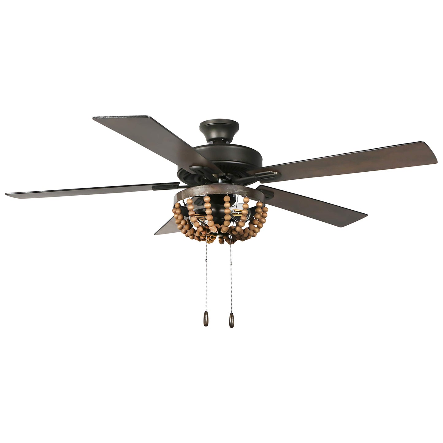 RIVER OF GOODS Coastal 52 Inch Wooden Bead LED Ceiling Fan, Brown