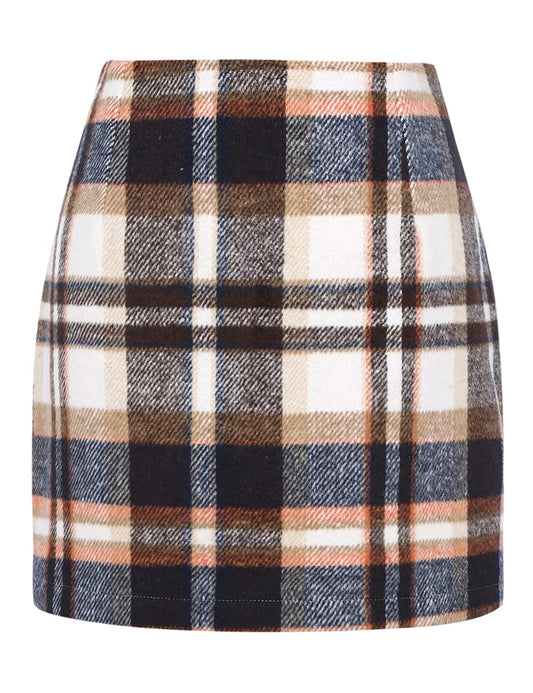 IDEALSANXUN Fall Skirts for Women 2024 Fall Outfits Winter Clothes Brown Plaid Mini Skirt Work Business Casual Clothes Fashion Shorts, Brown, S