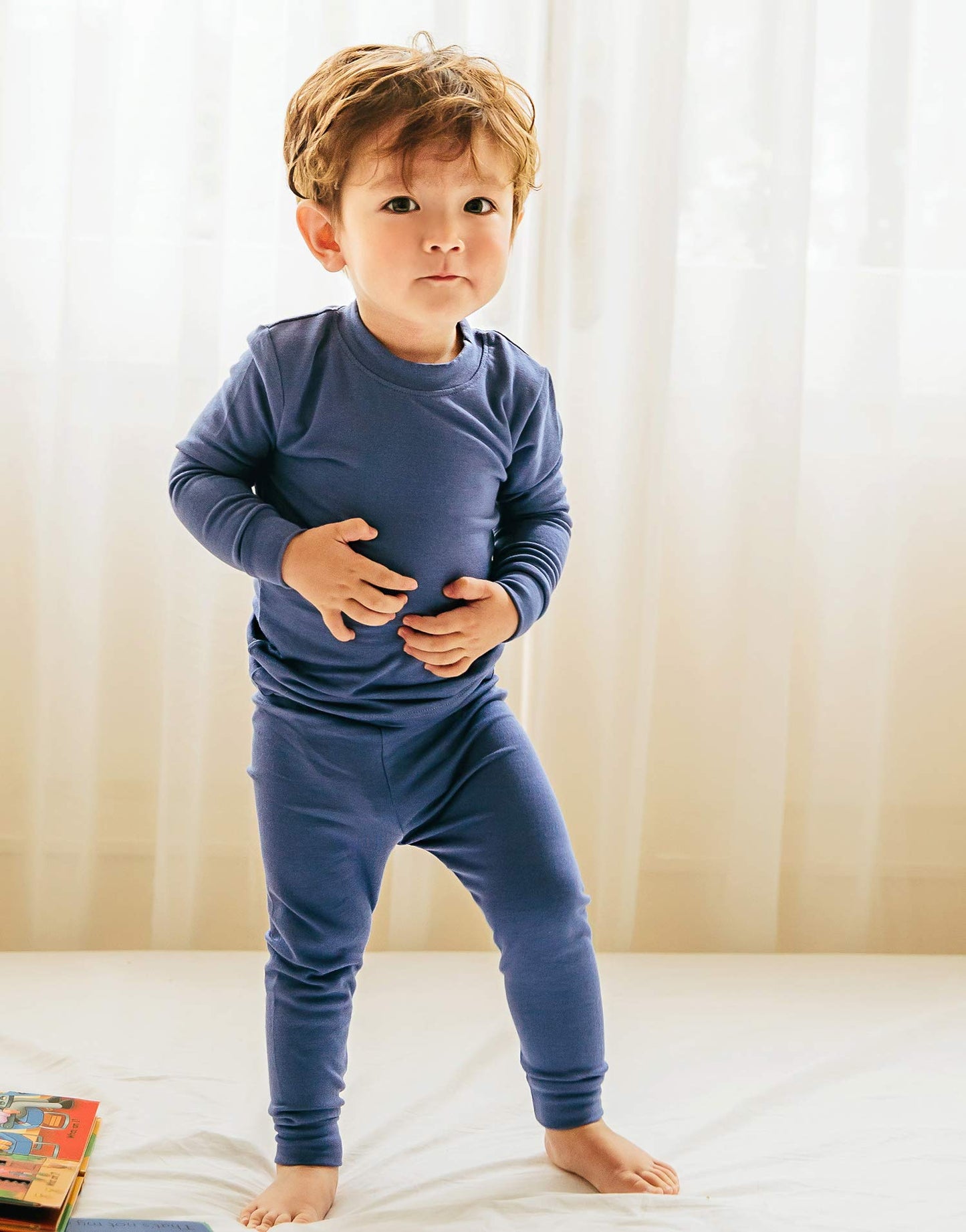 VAENAIT BABY Kids Long Sleeve Modal Sleepwear Pajamas 2pcs Set Modal Darkblue M