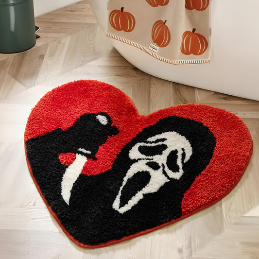 TANVILL Halloween Bathroom Rugs Black Red Orange Bath Mat Non Slip, Nightmare Before Christmas Home Decor, Funny Skull Bath Rugs Washable Absorbent Spooky Gifts