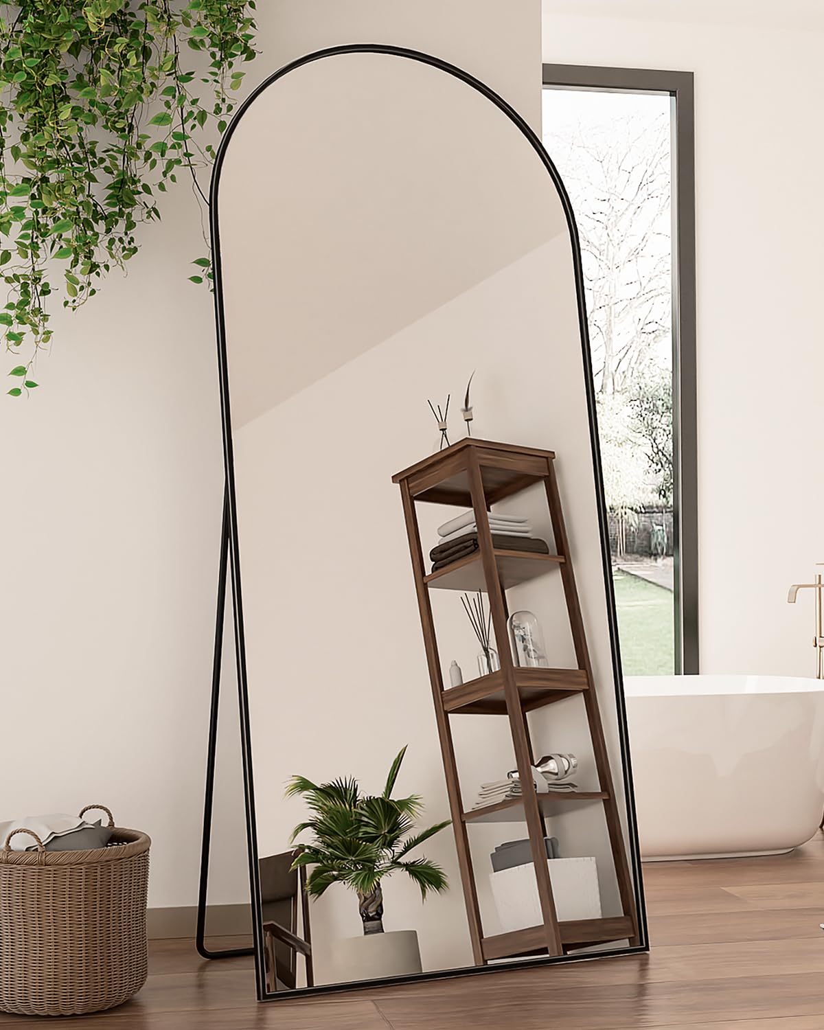 Antok Arched Full Length Mirror, 71"x32" Arched Floor Mirror, Glassless Mirror Full Length with Stand, Floor Mirror Freestanding, Wall Mounted Mirrors for Bedroom Living Room, Black