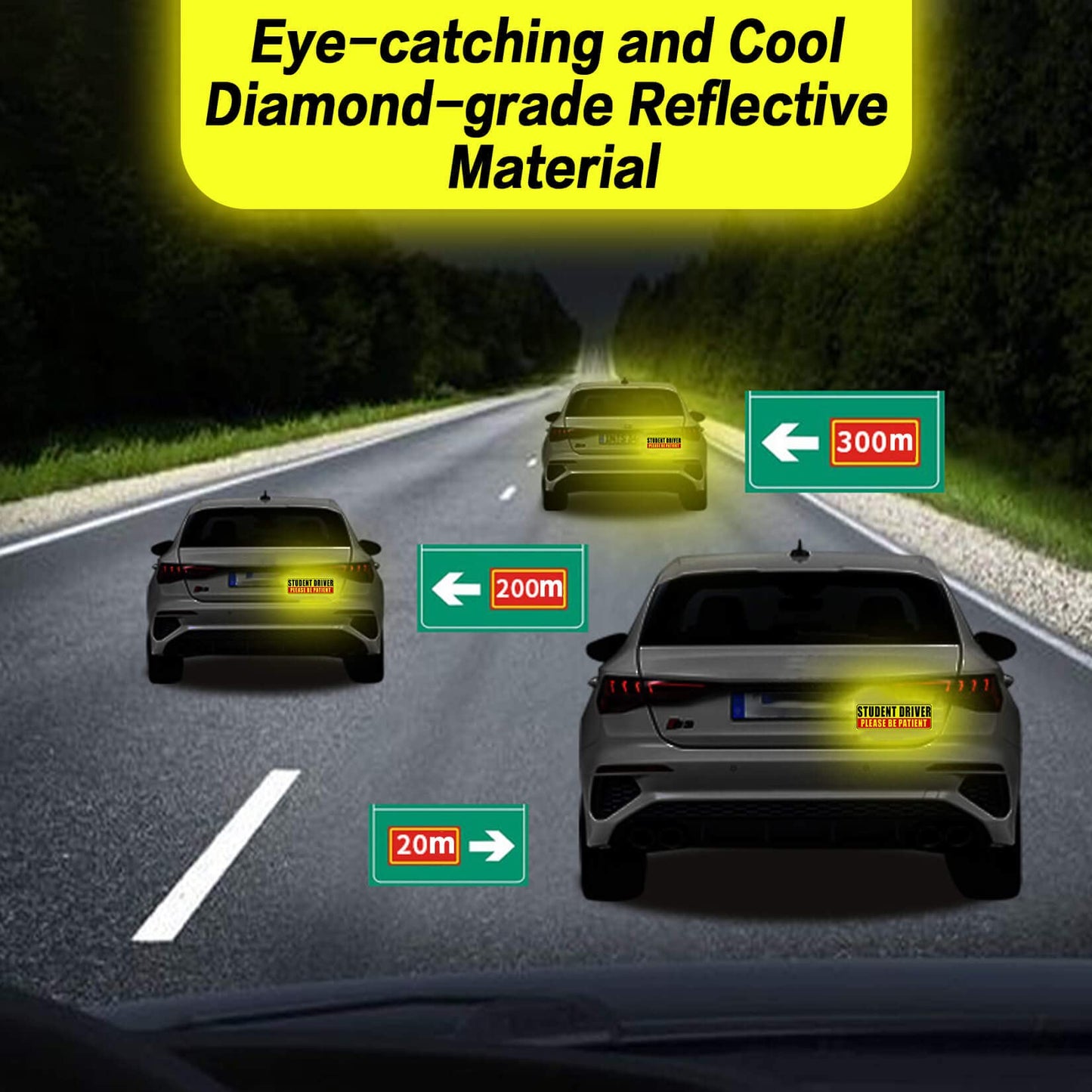 Sukh Student Driver Magnet for Car - Be Patient Student Driver Magnet Boys and Girls New Student Driver Sticker Safety Warning Reflective Signs Reusable Movable 3 Pcs