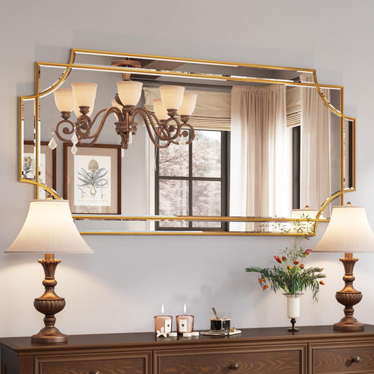 Kelly Miller 24"x48" Large Gold Mirror for Wall, Gold Traditional Wall Mirror Art Decorative Mirror Beveled Full Length Mirror Home Decor for Bathroom Living Room Bedroom Kitchen Farmhouse Entryway