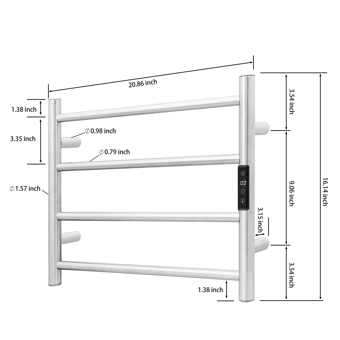 KEG Smart WiFi Towel Warmer Wall Mounted with Built-in Timer and Temperature Adjust Control, 4 Bars Electric Stainless Steel Heated Towel Racks for Bathroom Polish Chrome