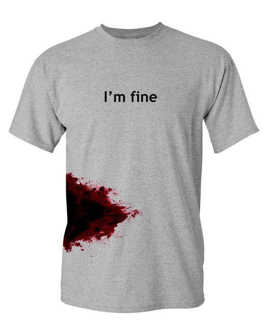 I'm Fine Graphic Sarcastic Movie Halloween Zombie Funny T Shirt XL Sport Grey