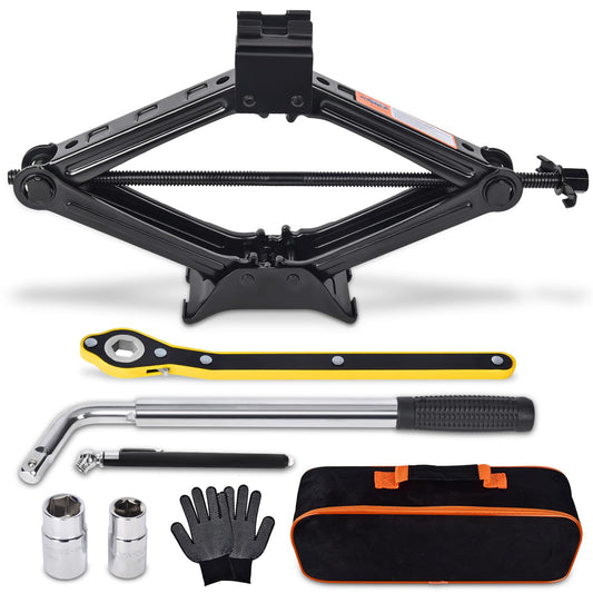 Car Jack Kit Scissor Jack for Car 2 Ton (4409 lbs) Tire Jack Tool Kit Universal Car Emergency Kit with Lug Wrench Tire Changing Kit for Car SUV MPV