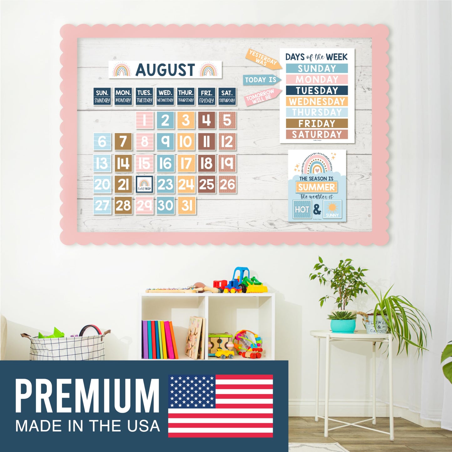 Hadley Designs Boho Calendar For Classroom Elementary Classroom Must Haves - Classroom Calendar Set Bulletin Board Sets For Teachers, Bulletin Board Calendar, School Calendar For Classroom