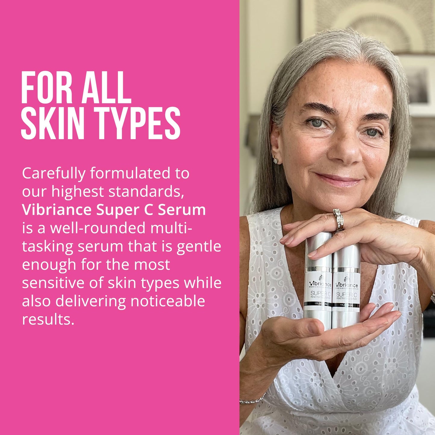 Vibriance Super C Serum for Mature Skin, Made in USA, All-In-One Formula Hydrates, Firms, Lifts, Smooths, Targets Age Spots, Wrinkles, Vitamin C Serum; 1 fl oz