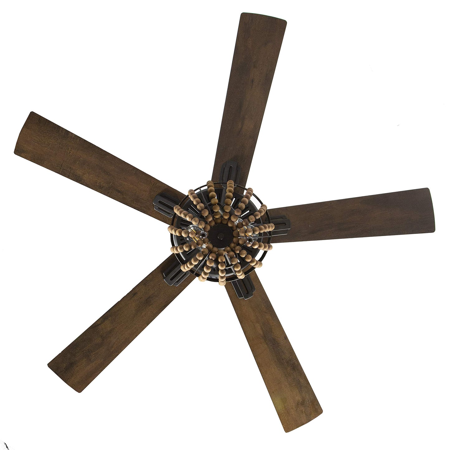 RIVER OF GOODS Coastal 52 Inch Wooden Bead LED Ceiling Fan, Brown