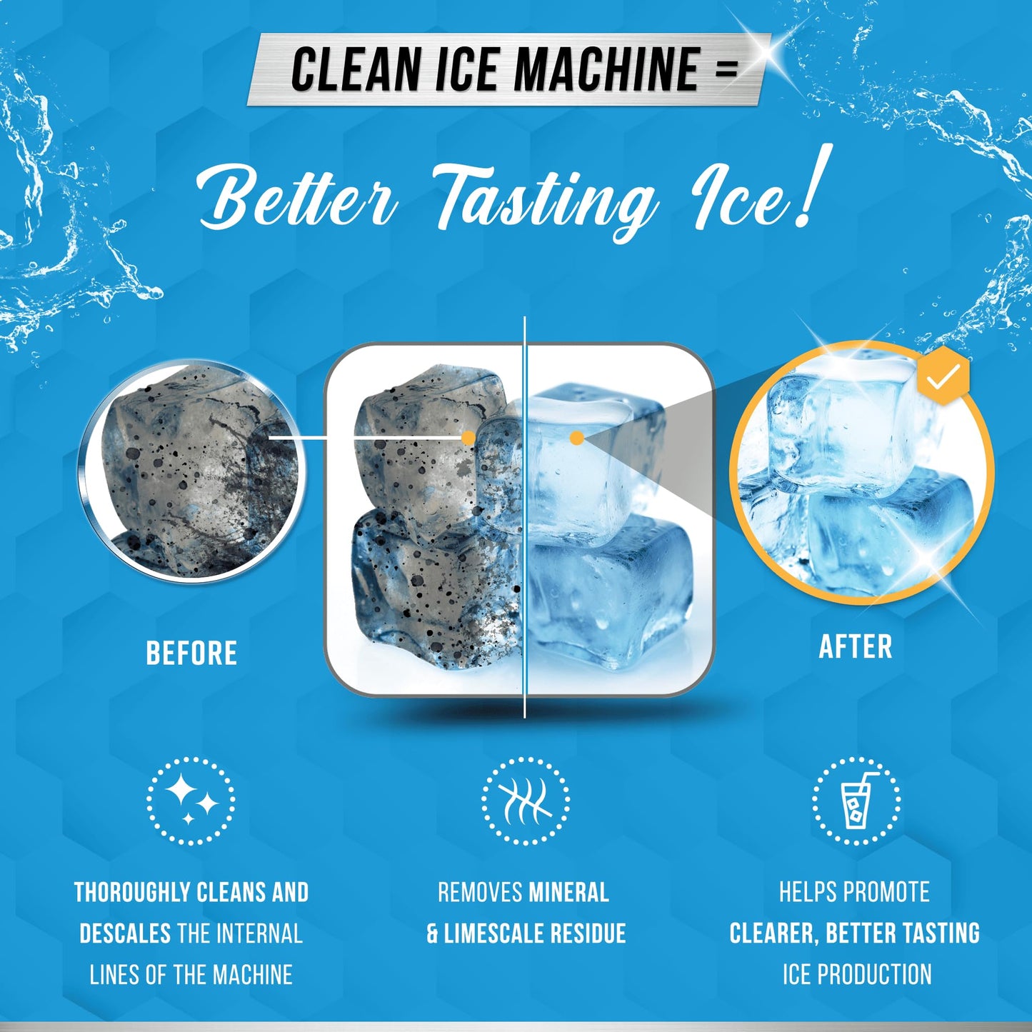 Ice Machine Cleaner Maker Descaler - 32 fl oz (8 Uses) Nickel Safe Ice Maker Cleaner Solution - Compatible with Whirlpool 4396808, Scotsman, Manitowoc, Hoshizaki, GE Opal Cleaning Kit - Made in USA