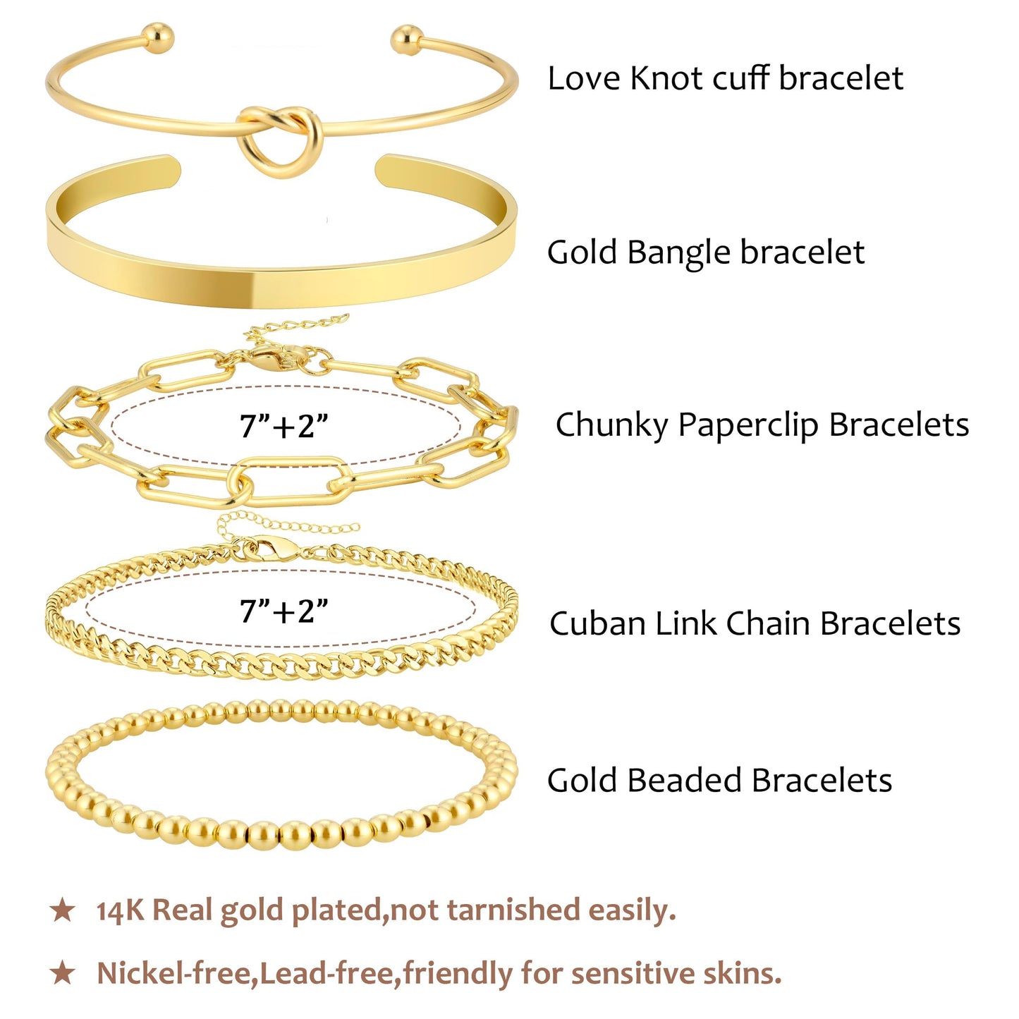 AOZEL Gold Bangle Bracelet Stack for Women Trendy 14K Gold Plated Brass Cuff Bracelet Set for Women Non Tarnish Bracelets Jewelry Accessories for Women