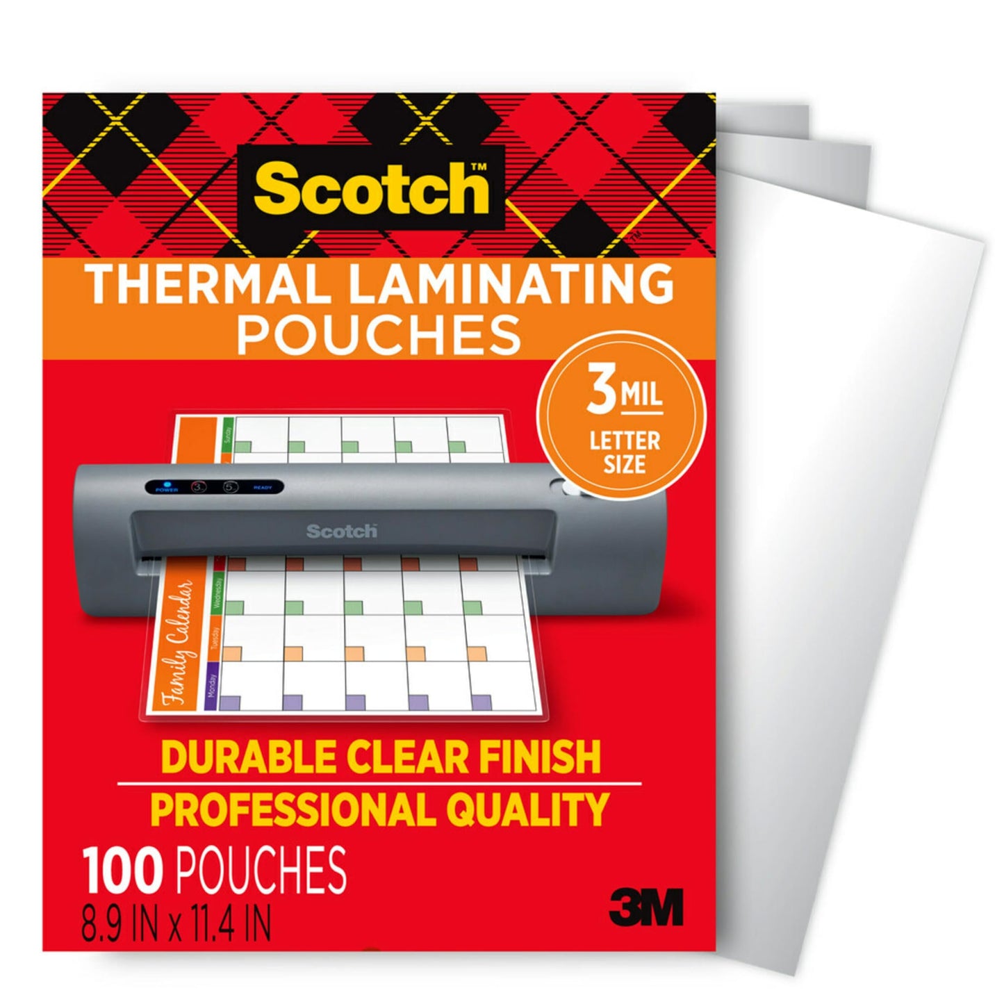 Scotch Thermal Laminating Pouches, For Use With Thermal Laminators, 8.9 x 11.4 Inches, Letter Size Sheets, 100 Count (Pack of 1)