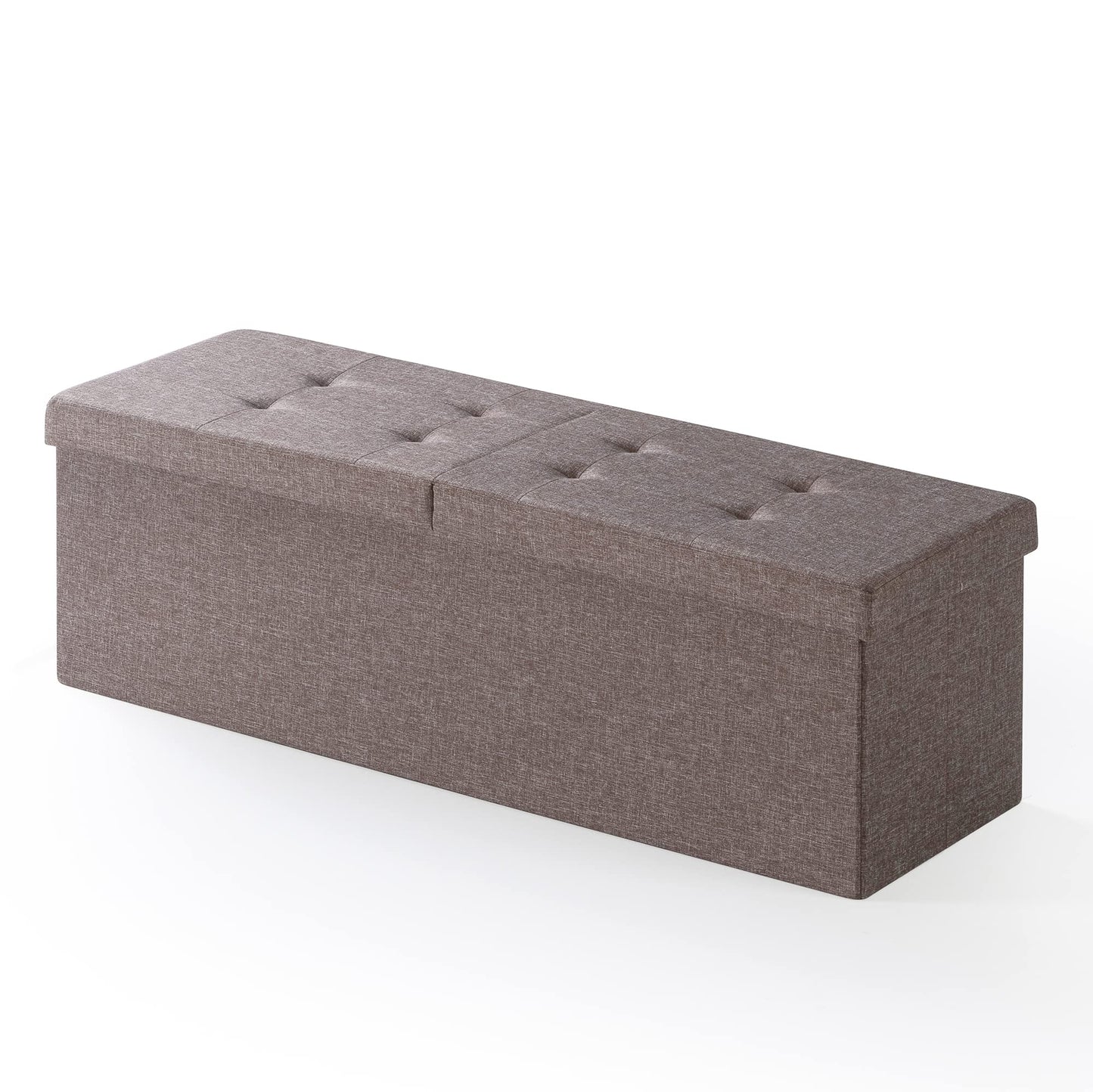 Otto & Ben 45" Storage Ottoman with SMART LIFT Top, Upholstered Tufted Bench, Foot Rest, Brown, 14.96"D x 44.88"W x 14.96"H