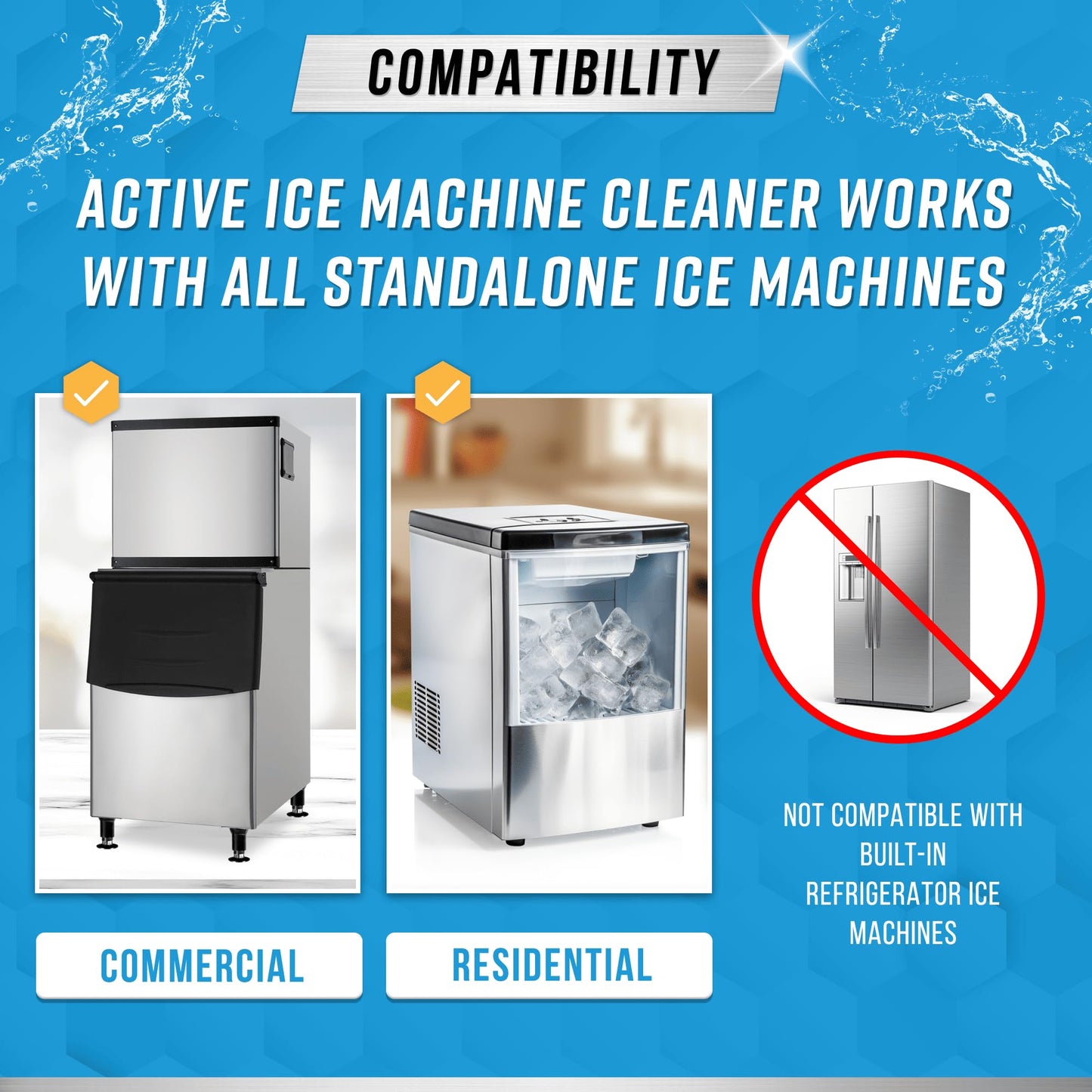 Ice Machine Cleaner Maker Descaler - 32 fl oz (8 Uses) Nickel Safe Ice Maker Cleaner Solution - Compatible with Whirlpool 4396808, Scotsman, Manitowoc, Hoshizaki, GE Opal Cleaning Kit - Made in USA