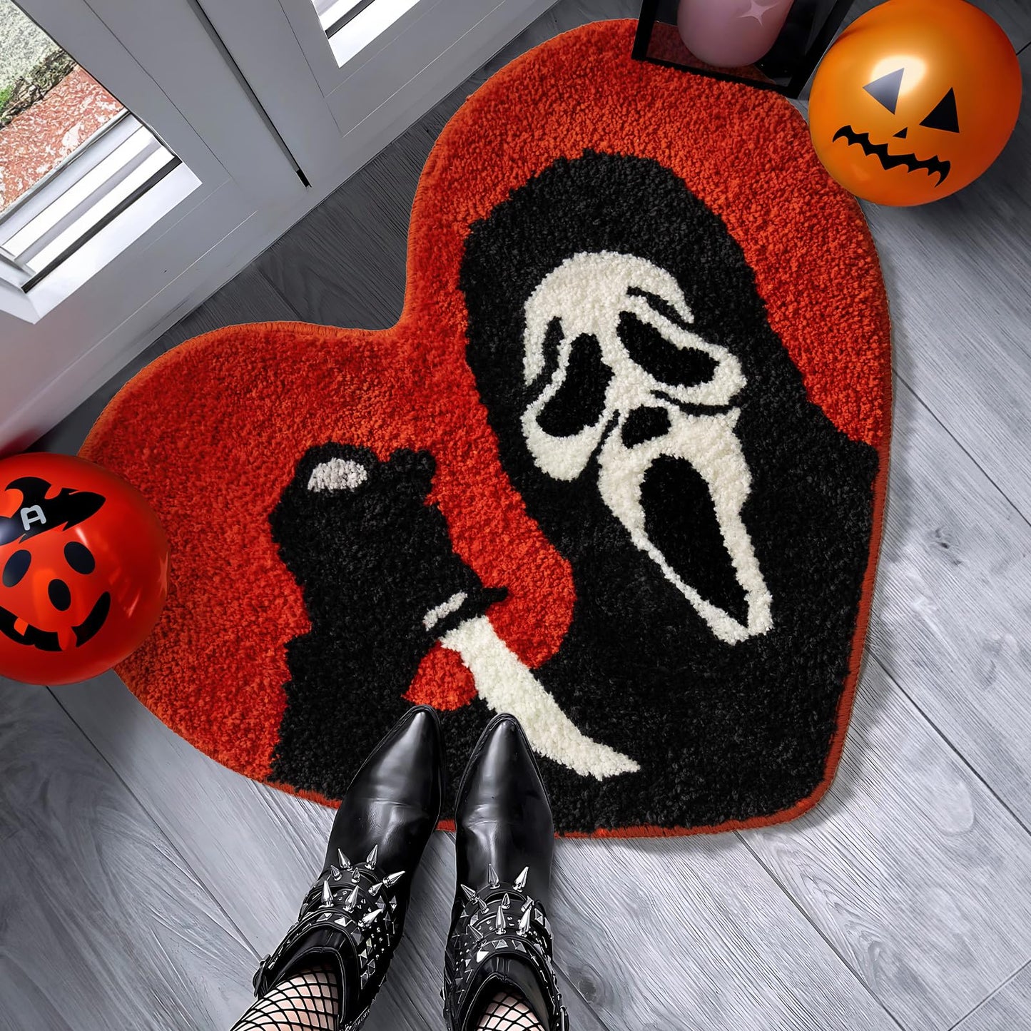 TANVILL Halloween Bathroom Rugs Black Red Orange Bath Mat Non Slip, Nightmare Before Christmas Home Decor, Funny Skull Bath Rugs Washable Absorbent Spooky Gifts