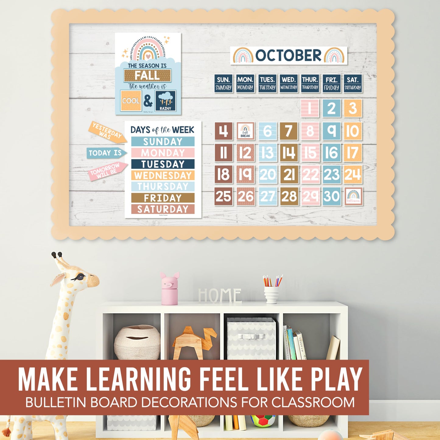 Hadley Designs Boho Calendar For Classroom Elementary Classroom Must Haves - Classroom Calendar Set Bulletin Board Sets For Teachers, Bulletin Board Calendar, School Calendar For Classroom