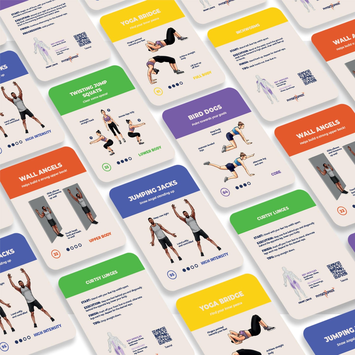 Best 100+ Bodyweight Exercise Cards Perfect at Home Workout- PhysioSpace - for All Fitness Levels - Full Body Workout from Ab Workout to Chair Exercises for Seniors - Improve YOUR Routine