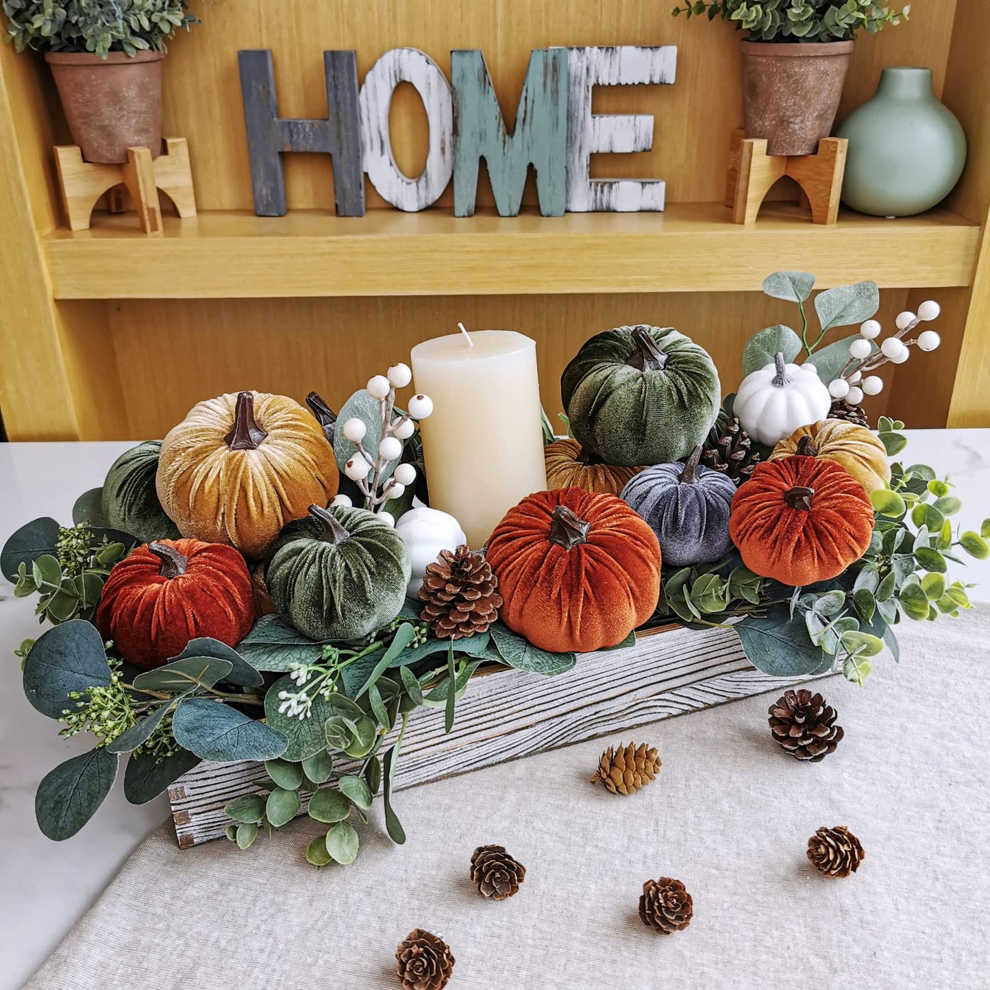 Winlyn 16 Pcs Assorted Small Faux Rustic Harvest Velvet Pumpkins Decorative Rust Orange Gold Olive Gray Fabric Pumpkins Foam Pumpkins Farmhouse Fall Thanksgiving Halloween Table Centerpiece Decor