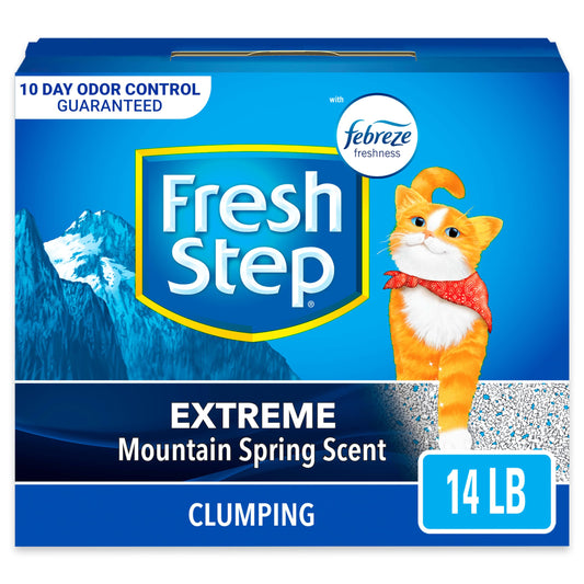 Fresh Step Clumping Cat Litter, Extreme, Long Lasting Odor Control Kitty Litter with Activated Charcoal, Low Dust Formula, 14 lb