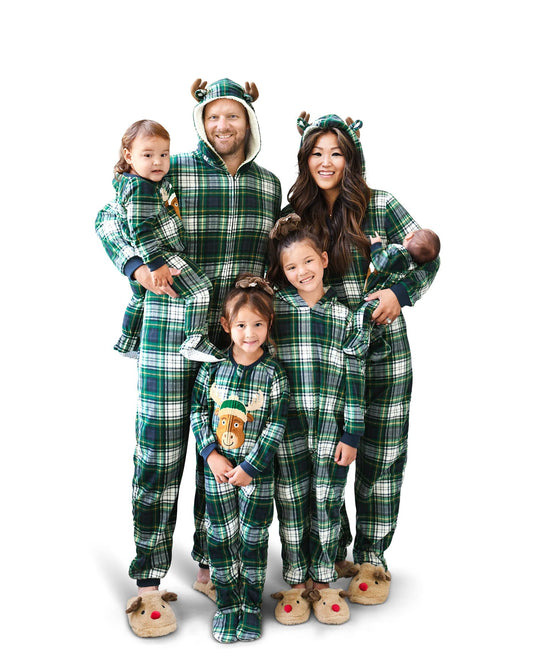 The Children's Place Baby Kids One Piece Family Matching, Holiday Pajama Sets, Fleece, Moose Plaid, Small