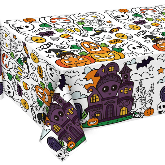 OHOME Halloween Decorations - Paper Coloring Tablecloth | Halloween Backdrop for Indoor Outdoor Outside | Halloween Games Gifts Decor Party Favors Supplies | Halloween Crafts for Kids,54" x 88"