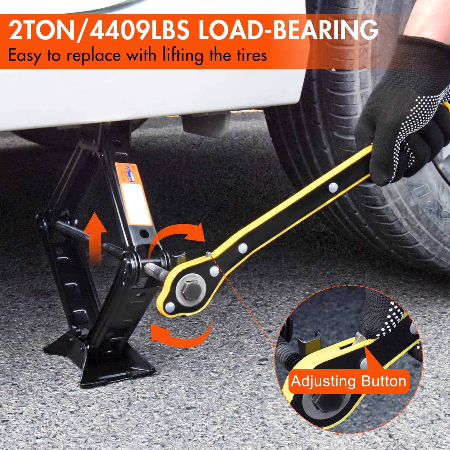 Car Jack Kit Scissor Jack for Car 2 Ton (4409 lbs) Tire Jack Tool Kit Universal Car Emergency Kit with Lug Wrench Tire Changing Kit for Car SUV MPV