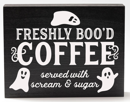 Freshly Booed Coffee Sign Halloween Coffee Bar Decor for Halloween Kitchen Decor